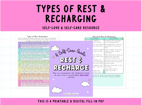 Rest & Recharge | Types of Resting Workbook by Self-Love Rainbow 