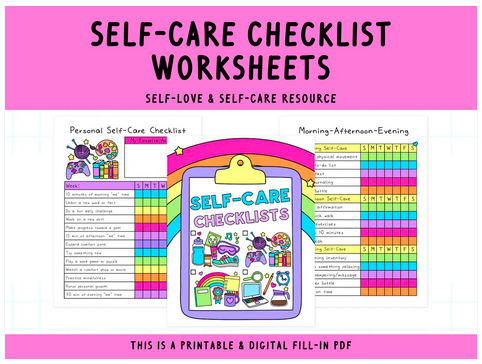 Self-Care Checklist Worksheet by Self-Love Rainbow